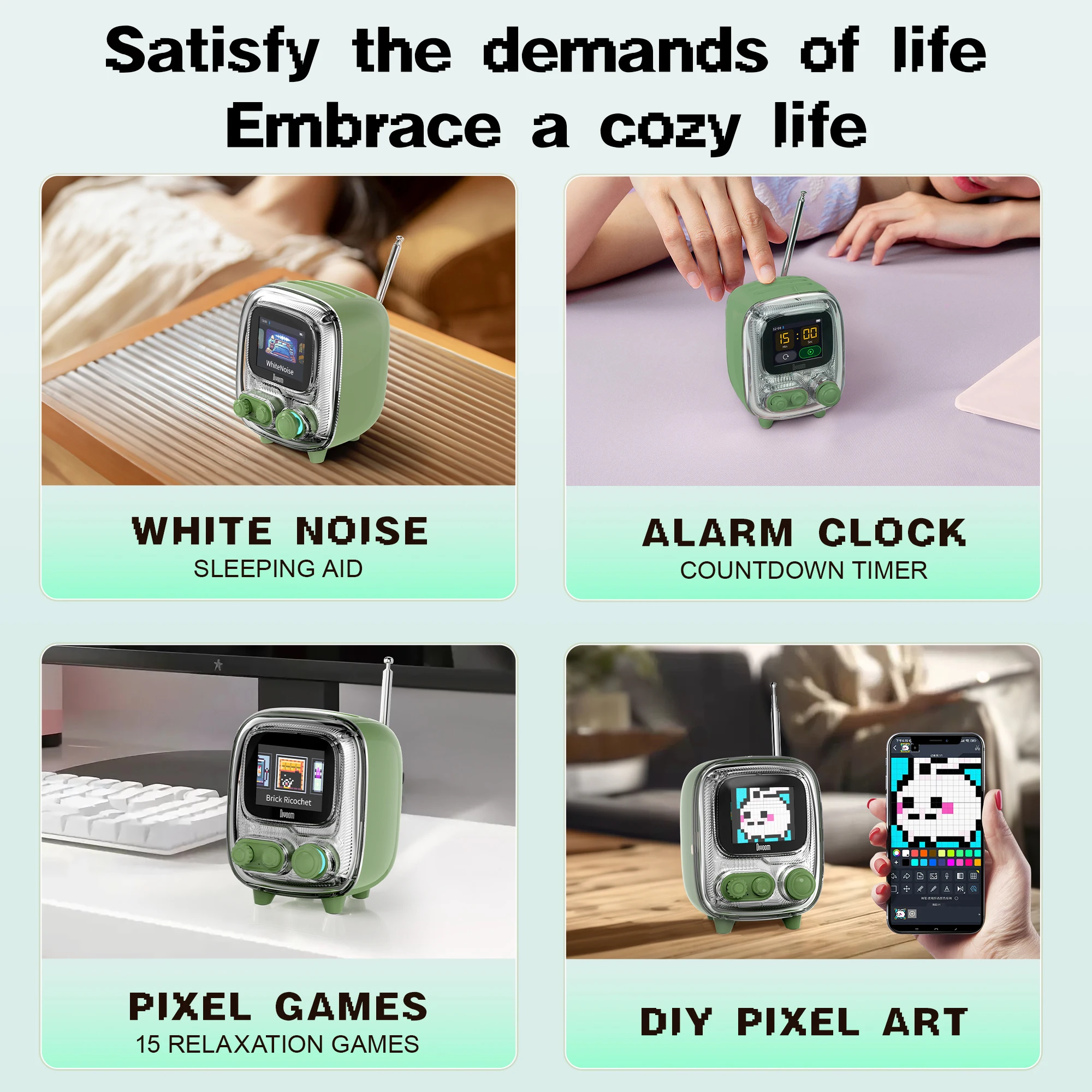 Divoom Tiivoo-2 Retro Pixel Bluetooth Speaker with Photo Album Display