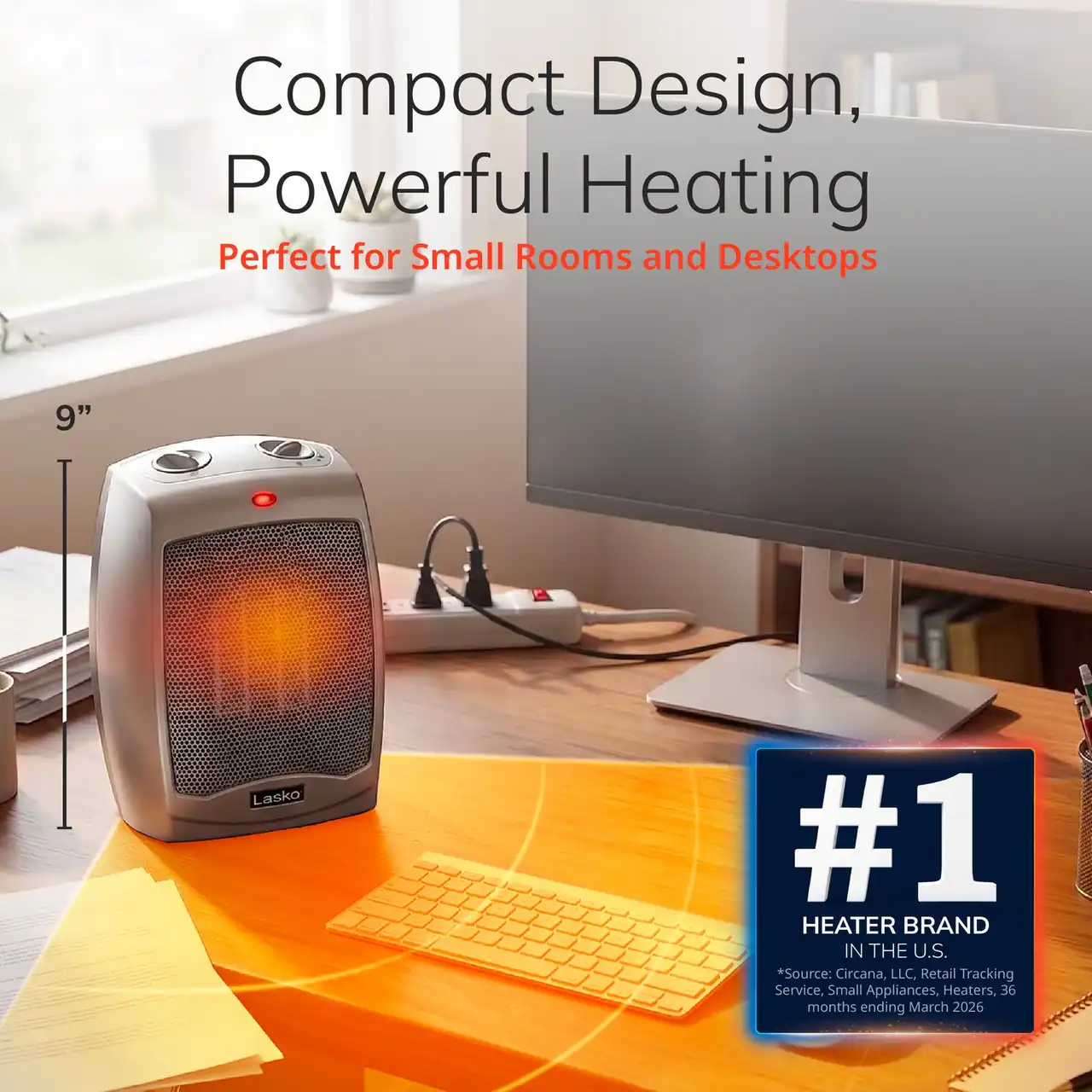 Lasko 754200 9-Inch Ceramic Tabletop Space Heater